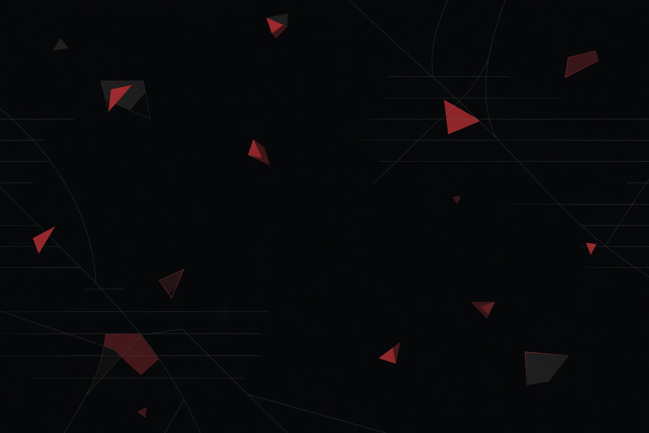 Dark background with faint geometric agent-identity nodes floating unseen, casting faint shadows but emitting no visible light