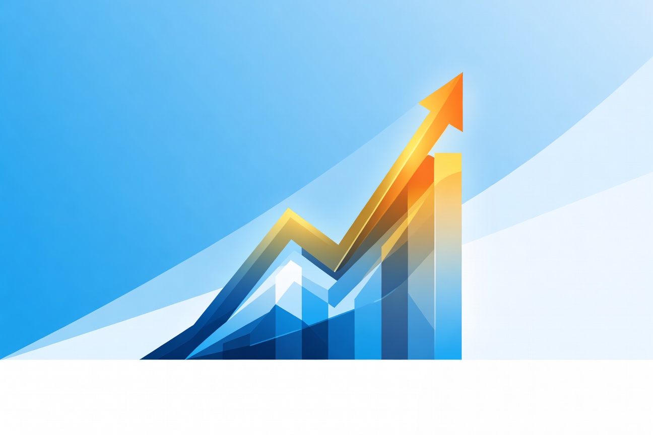 Abstract upward-trending geometric shapes representing accelerating AI investment and valuation growth