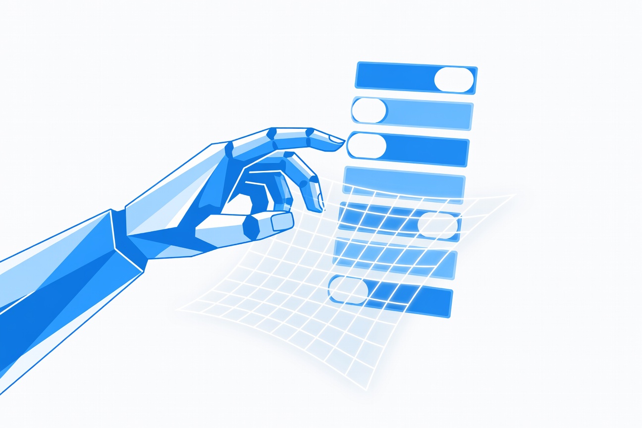 Abstract AI decision tree branching in orange and white against dark blue, with some branches glowing green (safe) and others blocked in red, representing autonomous permission classification