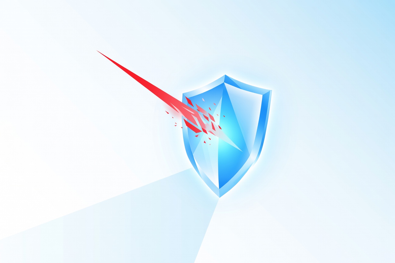 An AI brain behind a glowing permission gate, with a shield blocking a red warning signal