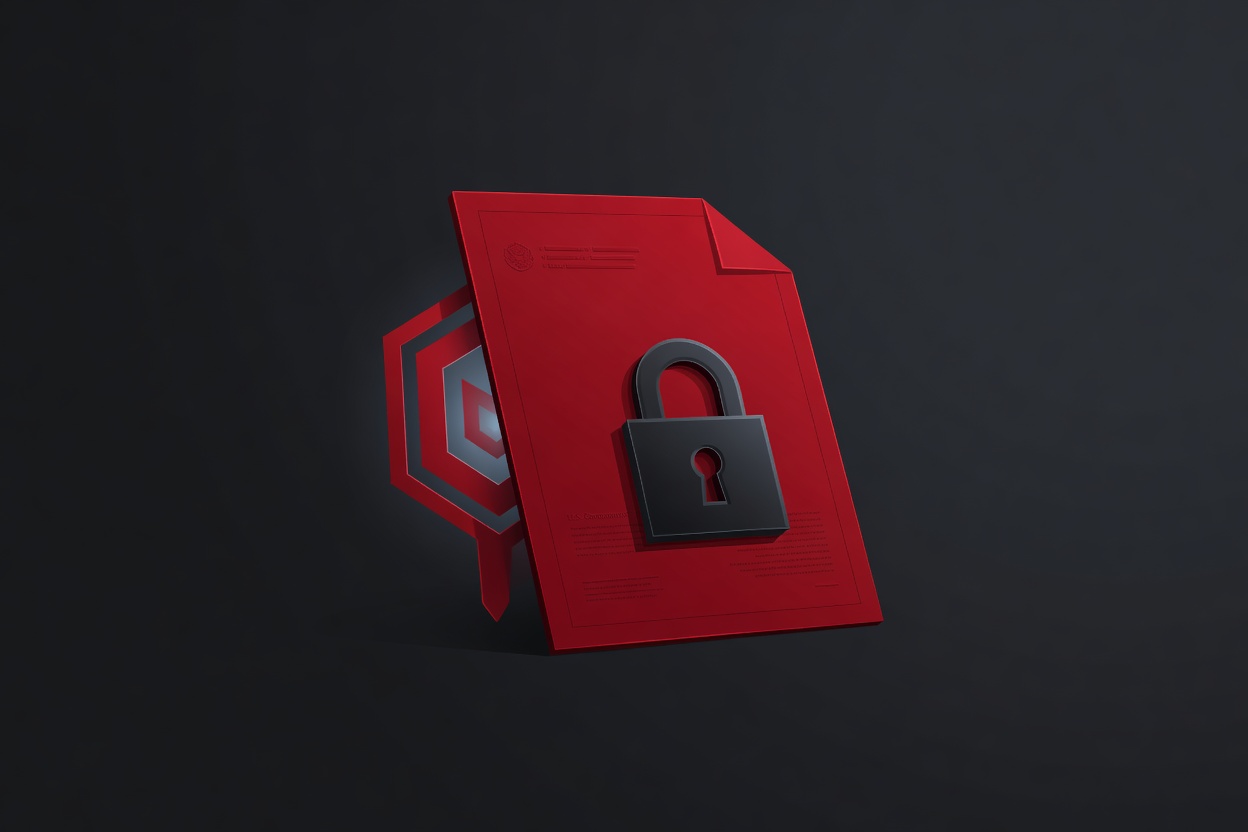 A frontier AI model under a red government seal, access barred by an official directive document