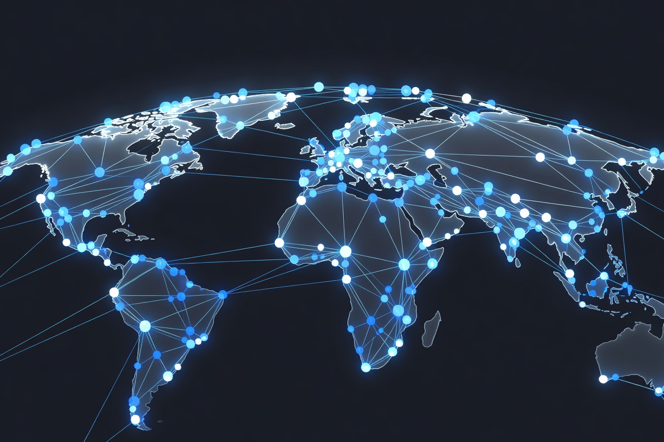 A bright geometric network of glowing nodes interconnected across a dark global grid, representing Cloudflare's distributed persistent agent infrastructure