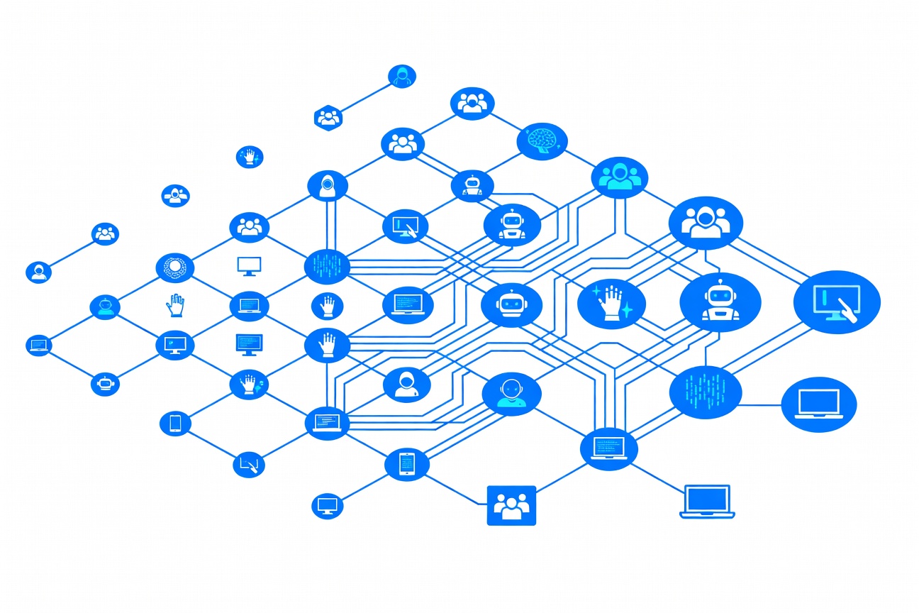 Abstract Kubernetes helm wheel in teal overlaid with a checkmark seal, surrounded by expanding certified platform logos in a circular pattern on dark background