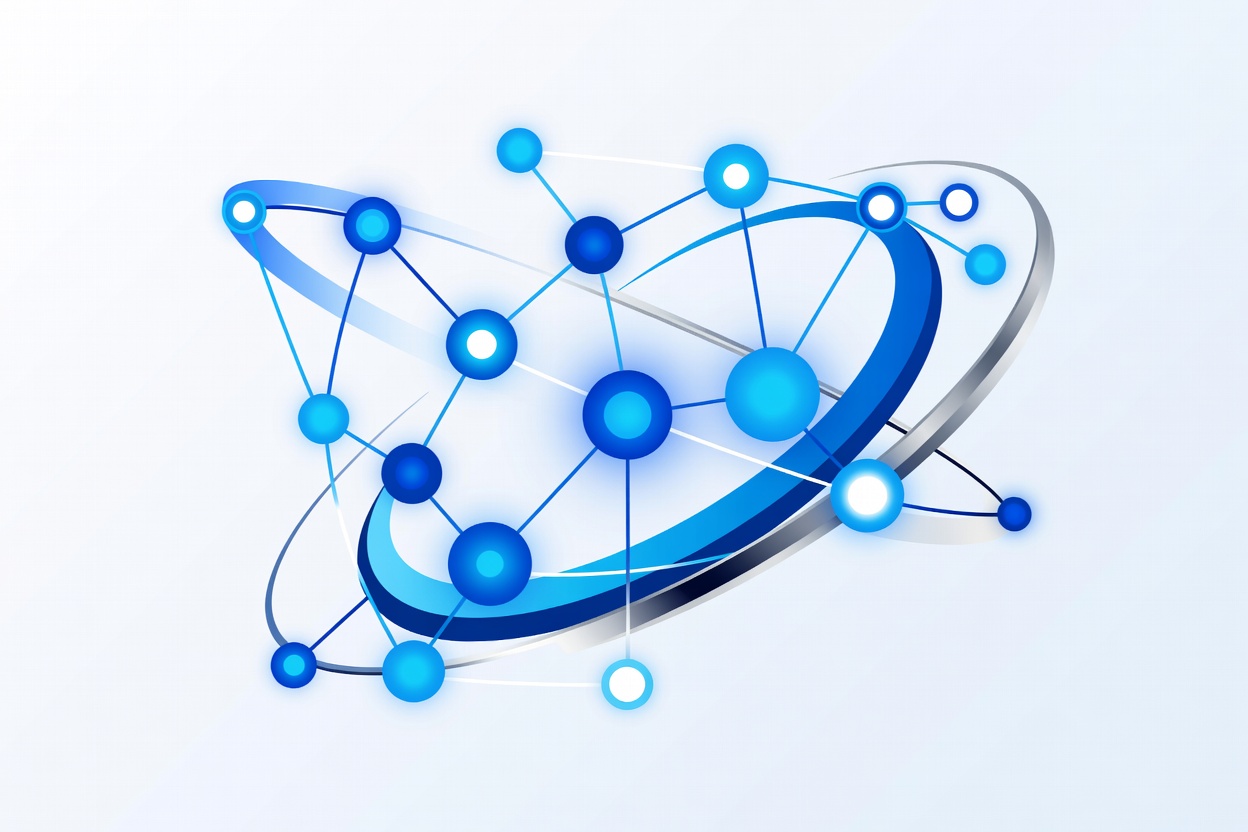Abstract metallic orbital rings connecting nodes of different colors, representing a meta-layer unifying diverse AI agents