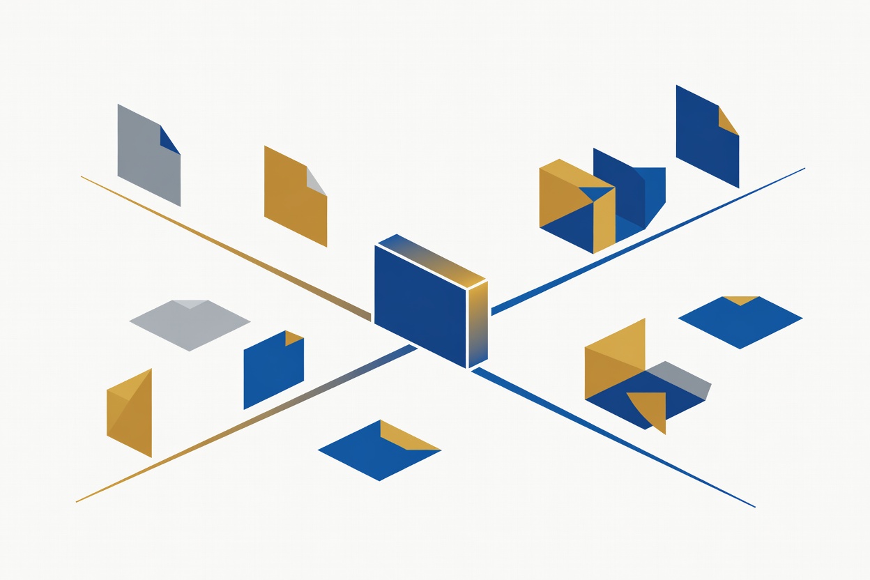 An EU flag-colored calendar with a large date page being turned back, surrounded by abstract regulatory symbols