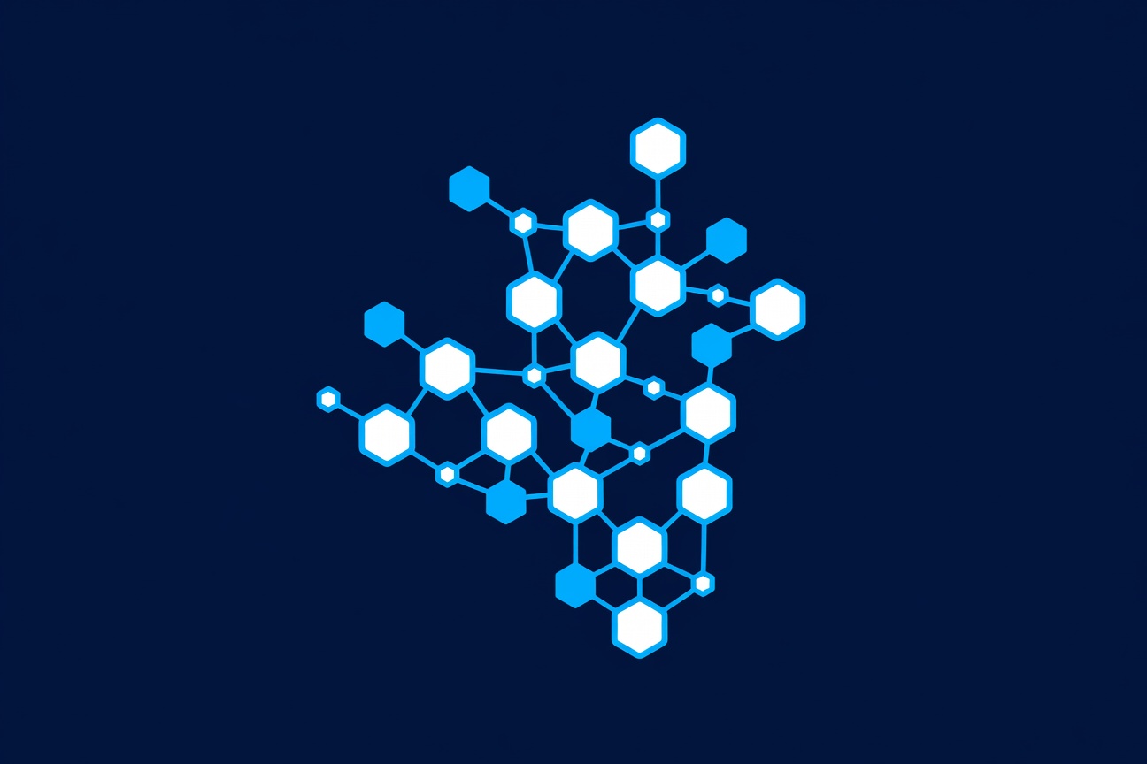 Interconnected hexagonal nodes growing upward in a network formation, symbolizing scalable enterprise agent infrastructure