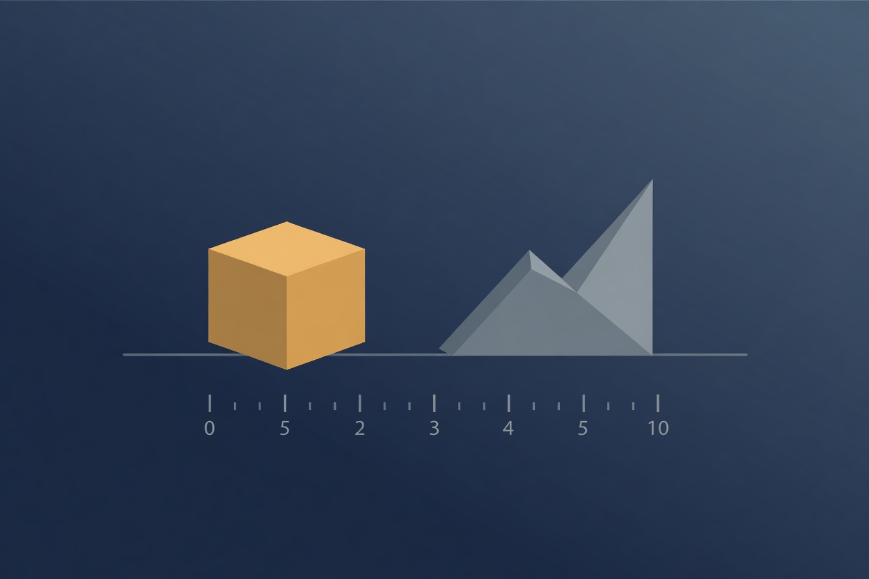 Two abstract geometric shapes — one established, one rising — facing each other on a measuring scale, representing competitive AI platform dynamics