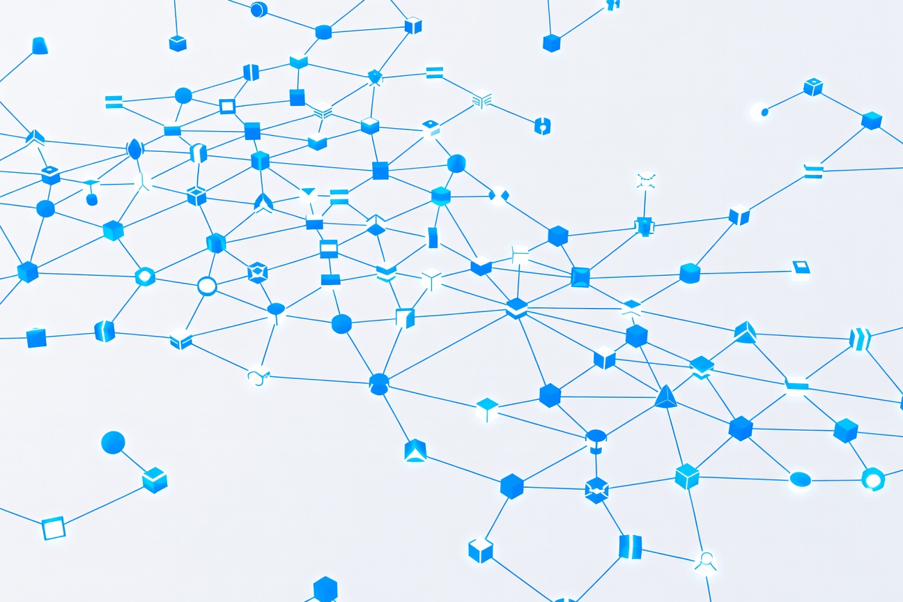 A complex web of glowing nodes and connections, representing interconnected agent workflows being monitored and optimized