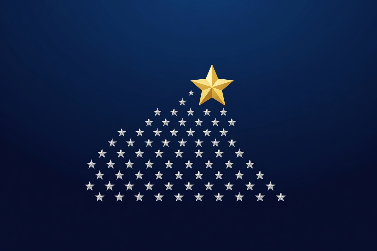 A single gold star rising above a dense cluster of stars, symbolizing a new record milestone