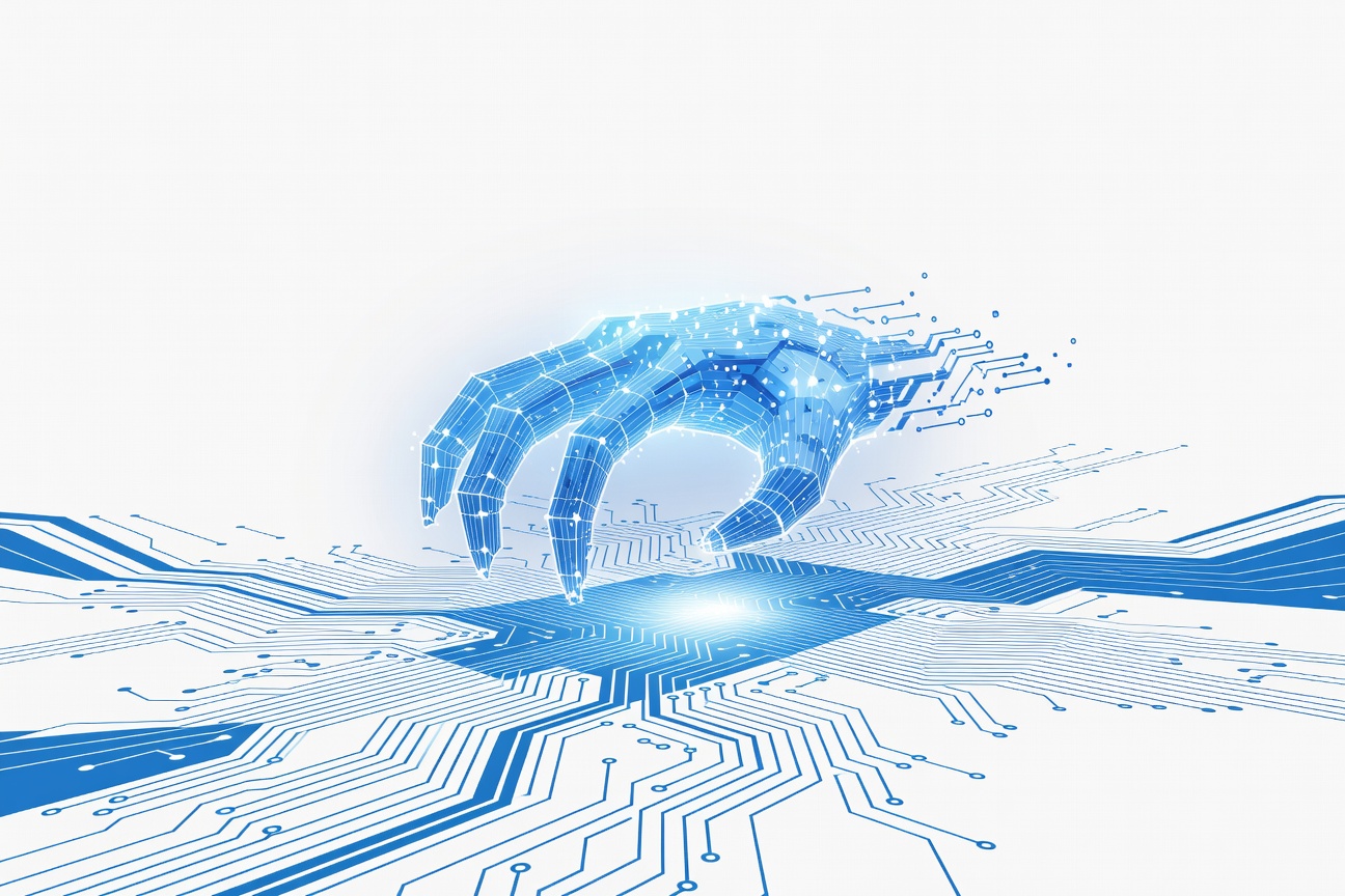 A glowing 1-trillion-parameter neural mesh shaped like a claw, suspended above circuit board pathways representing free API routing